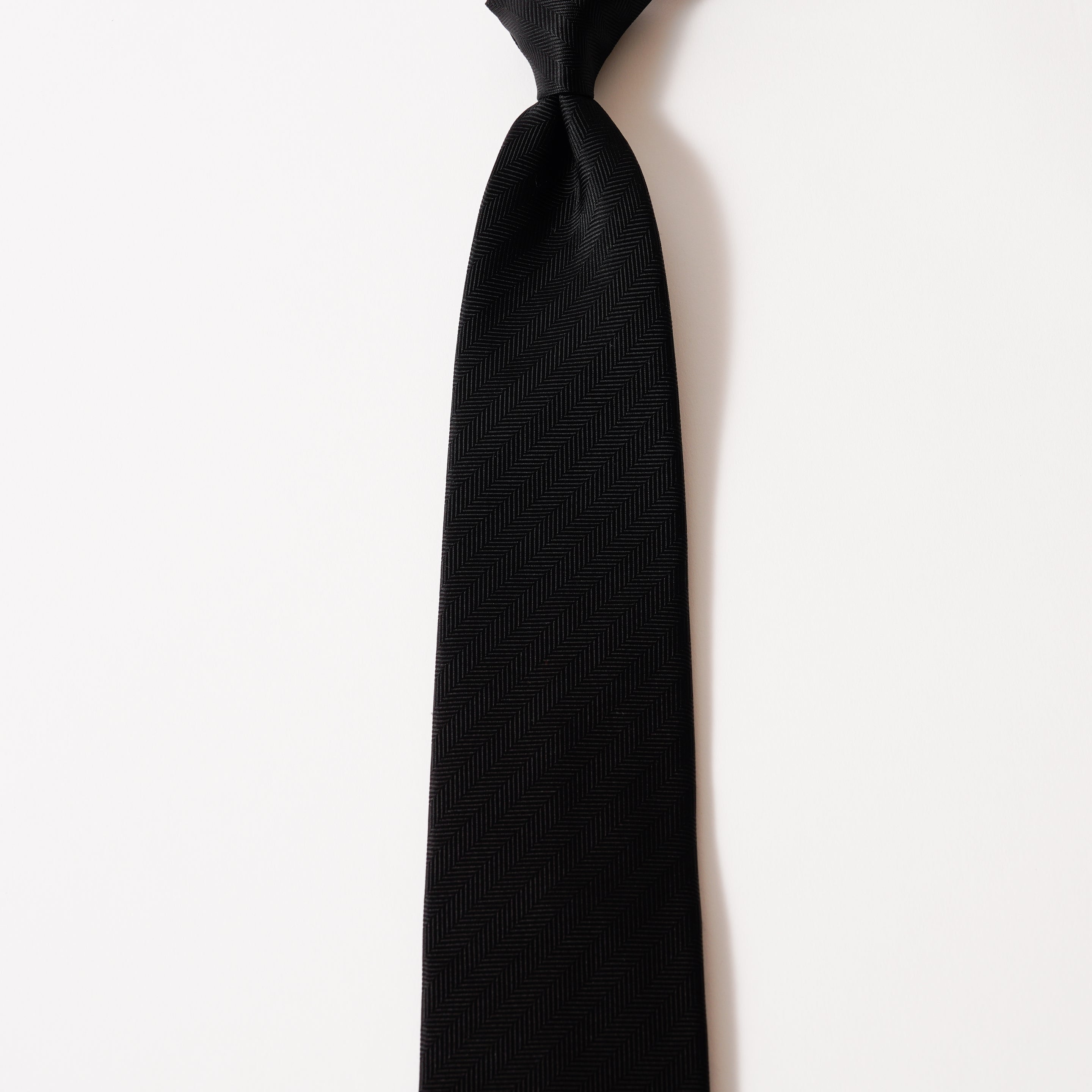 KYOTO SILK HERRINGBONE SOLID TIE