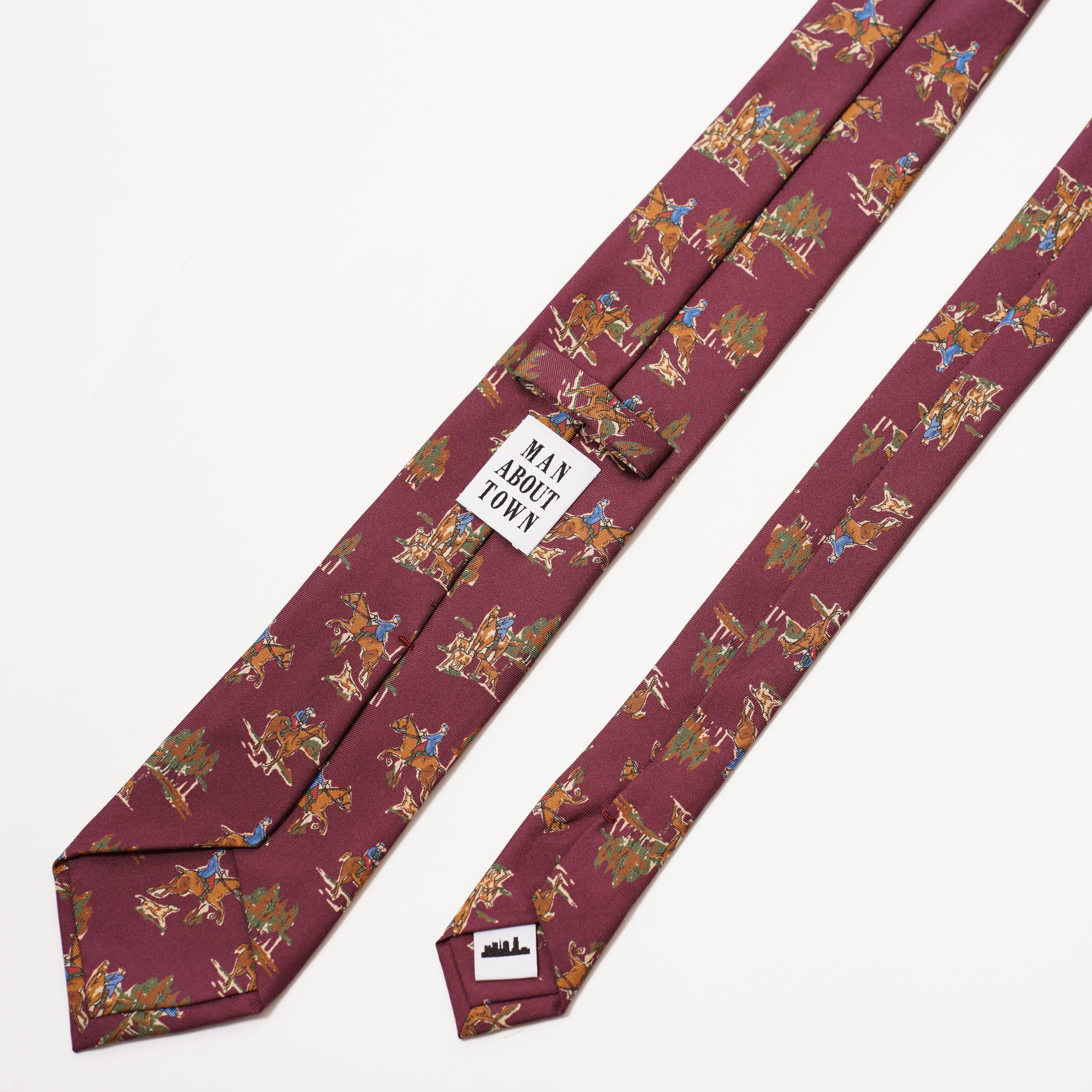 ITALY SILK PRINT HUNTING MOTIF TIE B