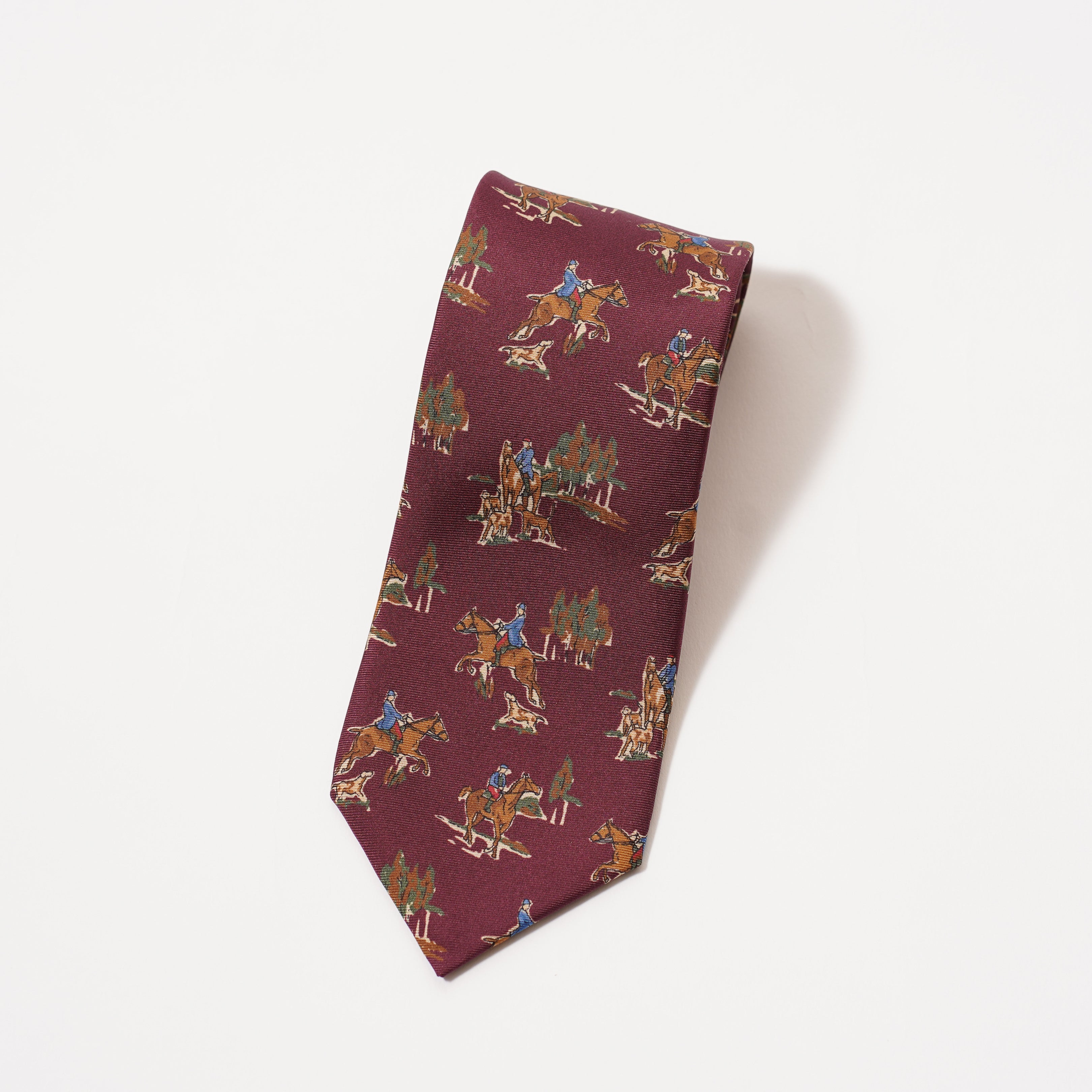 ITALY SILK PRINT HUNTING MOTIF TIE B