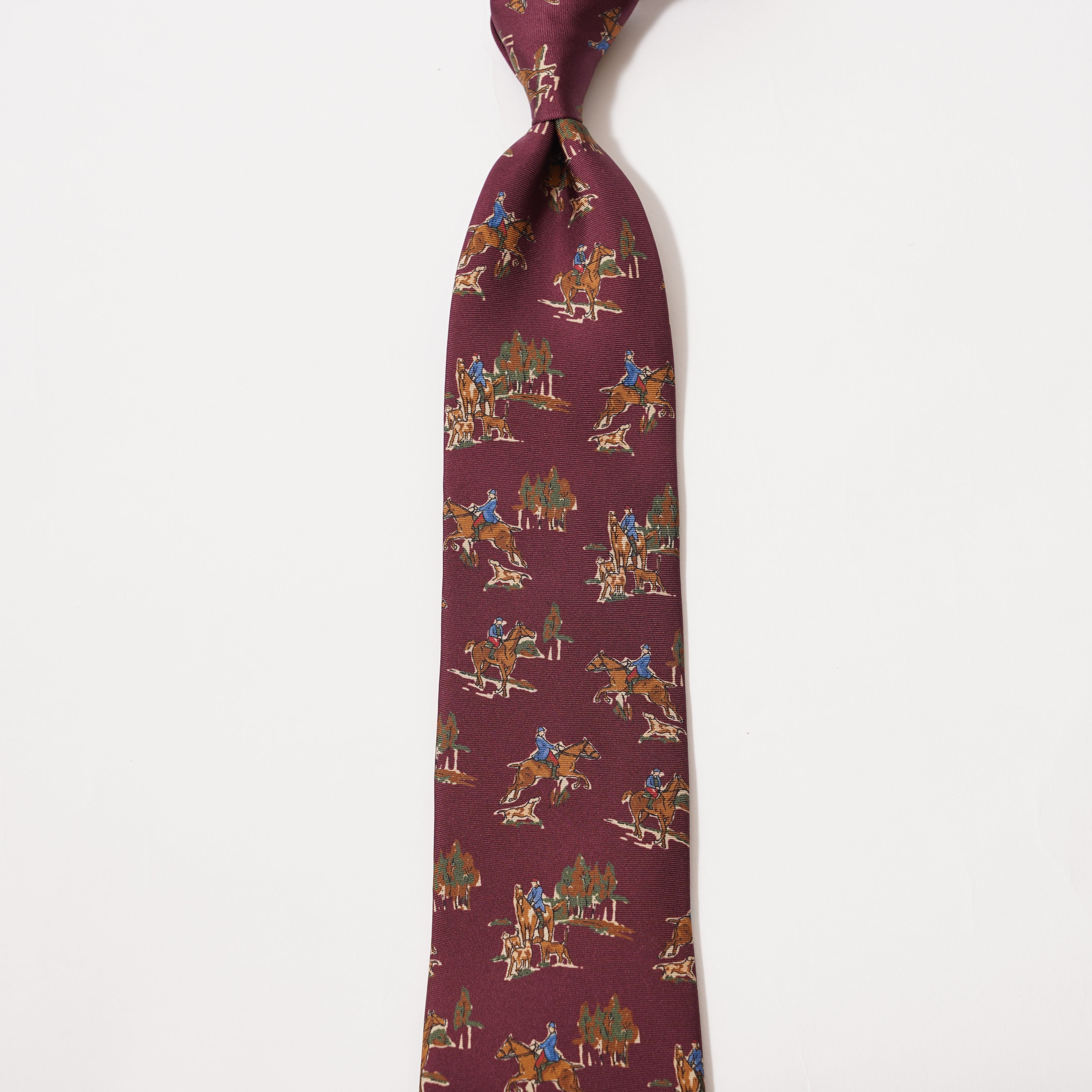 ITALY SILK PRINT HUNTING MOTIF TIE B