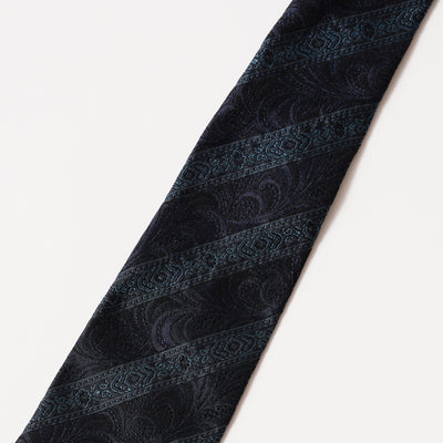 KYOTO NISHIJIN HAND-ROLLED PATTERNED STRIPE TIE