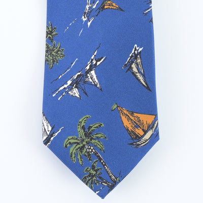 ITALY SILK PRINT SAILING SCENE TIE