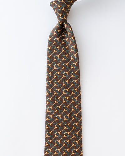ITALY SILK PRINT STIRRUP MOTIF TIE