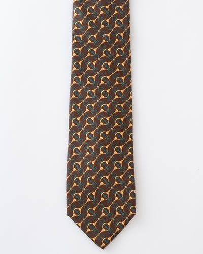 ITALY SILK PRINT STIRRUP MOTIF TIE