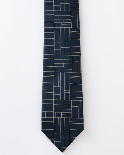 KYOTO SILK GEOMETRIC GRID TIE