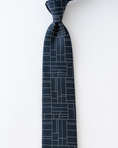 KYOTO SILK GEOMETRIC GRID TIE