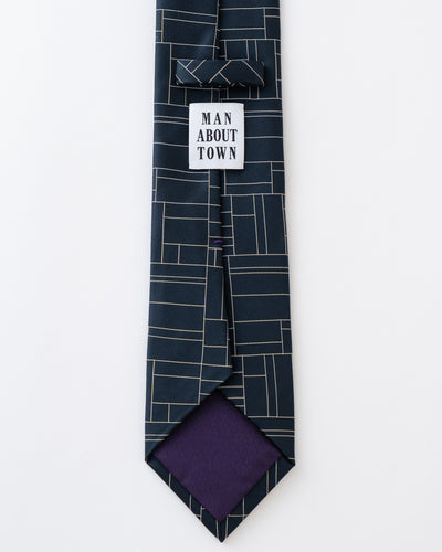 KYOTO SILK GEOMETRIC GRID TIE