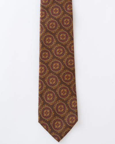 ITALY SILK PRINT MEDALLION TIE