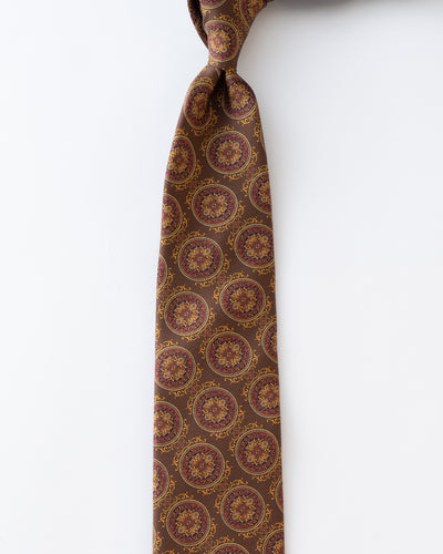 ITALY SILK PRINT MEDALLION TIE