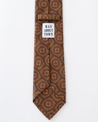 ITALY SILK PRINT MEDALLION TIE