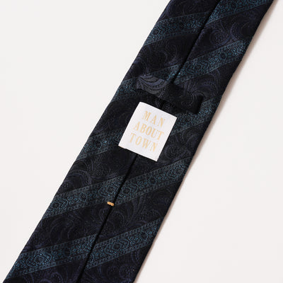 KYOTO NISHIJIN HAND-ROLLED PATTERNED STRIPE TIE