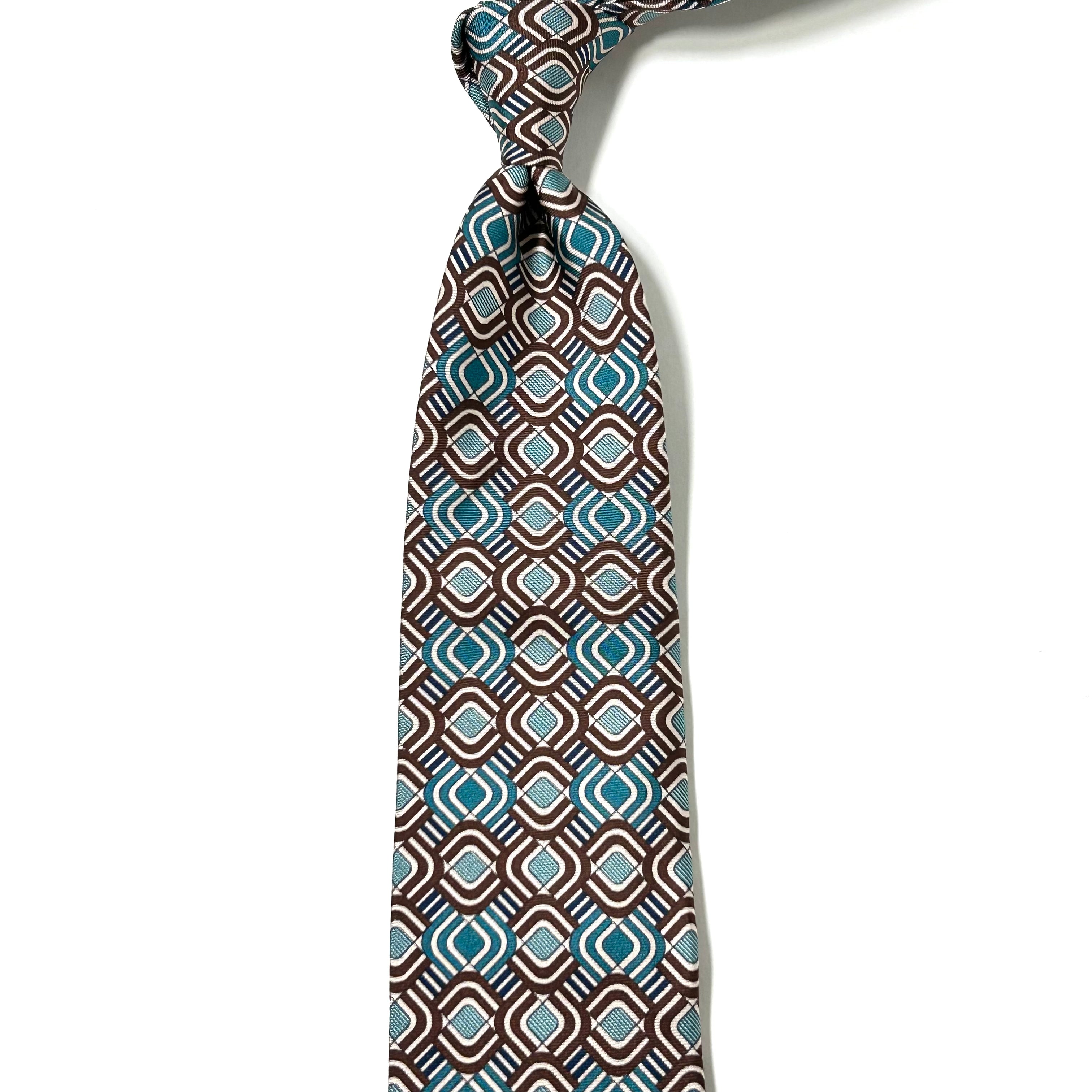 ITALY SILK PRINT GEOMETRIC TIE E
